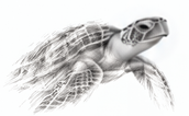 Loose pencil sketch of a marine turtle