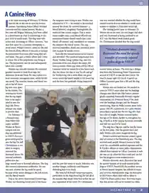 Historical Bellwether No. 49 page titled A Canine Hero documenting Wodan's treatment at Penn Vet VHUP