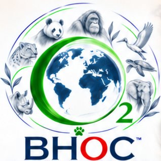 BHOC Species and Biodiversity Protection Initiative. Wildlife surrounds the Earth inside a green oxygen symbol.